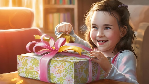 Cheerful girl receiving delivered box