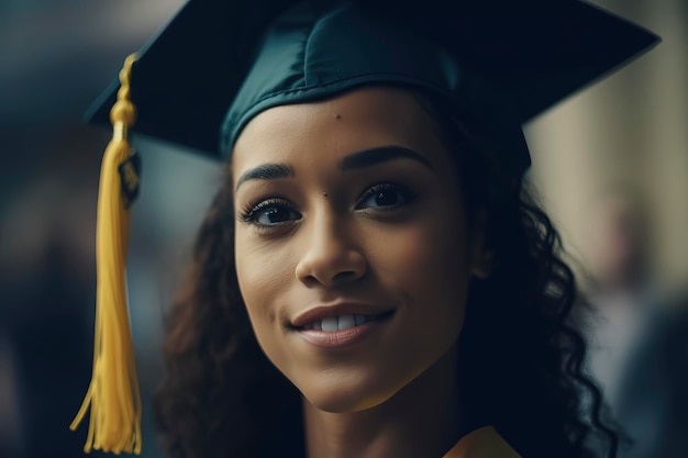 Cheerful graduate student captured in a medium shot with a radiant smile Generative AI