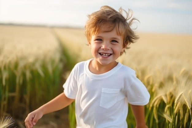 Cheerful Kid Wearing White T Shirt