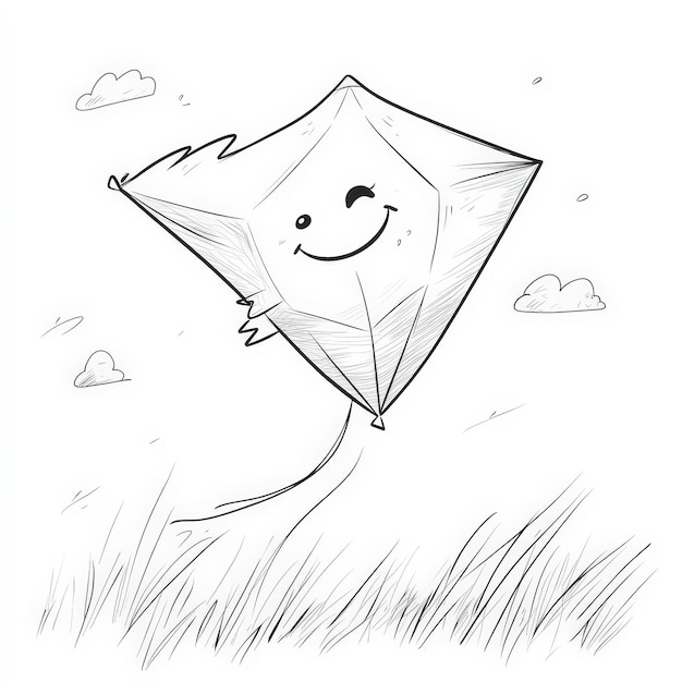 Photo a cheerful kite soaring high in a clear sky surrounded by soft clouds and vibrant grass perfect for evoking joy and freedom