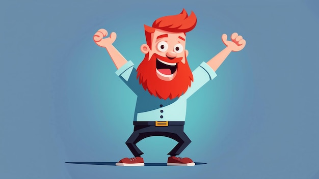 Cheerful Man With Red Beard And Mustache Vector Cartoon Illustration