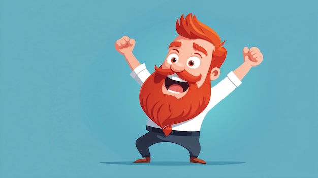 Photo cheerful man with red beard vector illustration in cartoon style