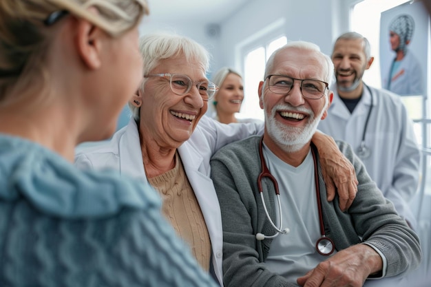 Cheerful medical professional delivering uplifting news to patient