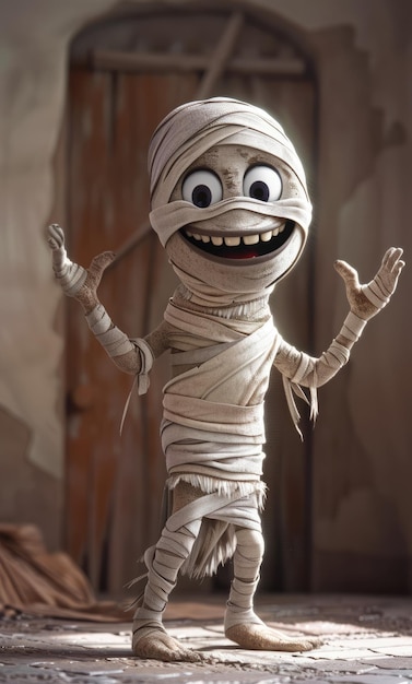 Photo cheerful mummy cartoon character