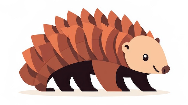 Photo a cheerful pangolin logo in d featuring a modern flat design and playful cartoon textures