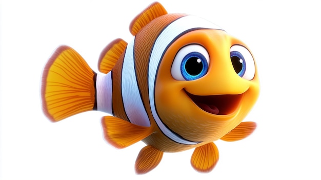 Photo cheerful and playful cartoon clownfish