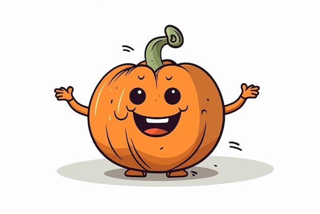 Cheerful pumpkin with a smile a happy face Orange squash silhouette isolated on white background Cartoon colorful illustration