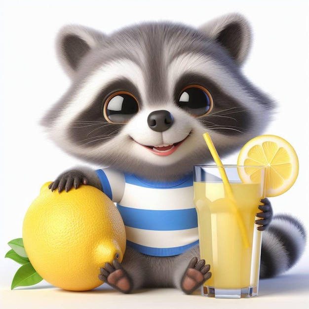 Cheerful raccoon delicious lemonade clipart animals