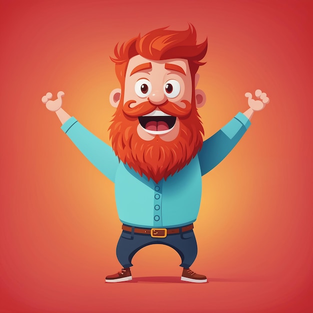 Photo cheerful redbearded man cartoon character vector illustration