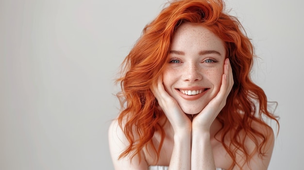 The cheerful redhaired woman