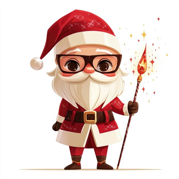 Cheerful Santa Claus with Sparkler Wand