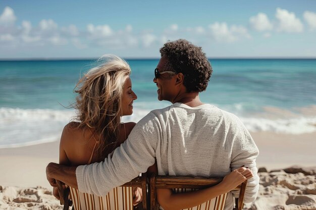 Cheerful senior couple on leisure trip standing out