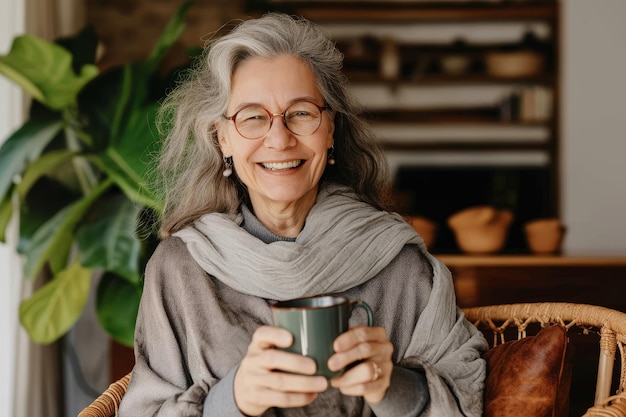 Photo cheerful senior woman smiling at the camera cheerful senior woman smiling at the camera while standi