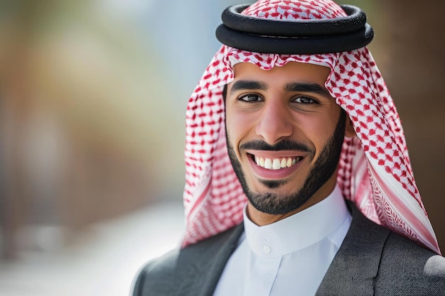 Cheerful Smiling arab businessman in suit Generate Ai