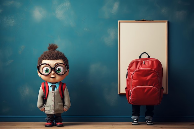 Photo cheerful smiling little boy school concept back to school