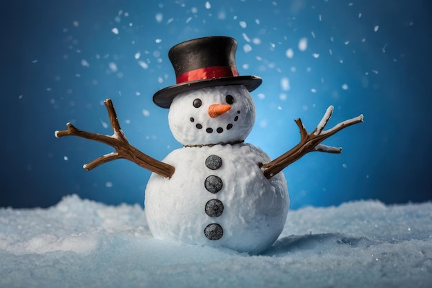 Cheerful Snowman in Snowy Setting