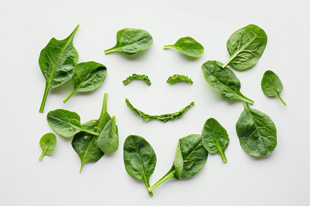 Cheerful Spinach On White Background