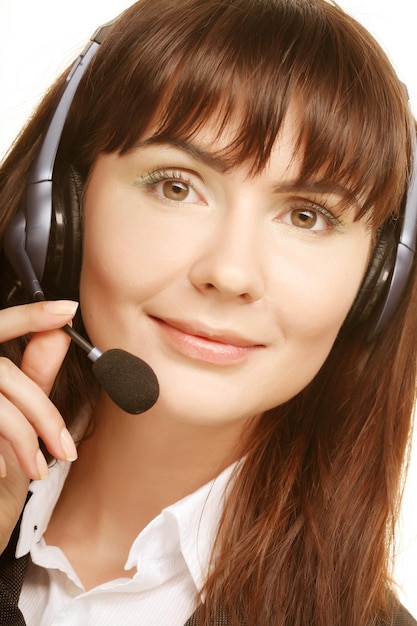 Cheerful support phone operator