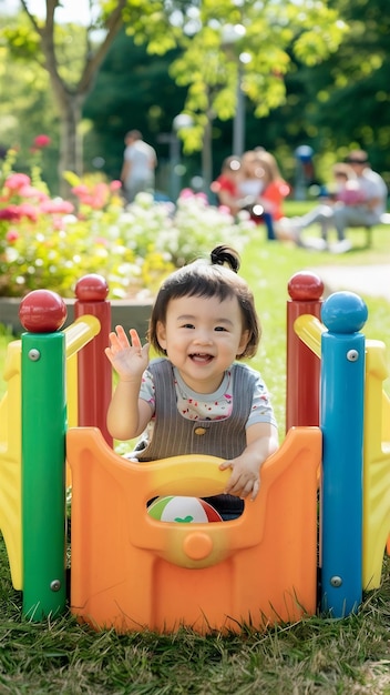 Cheerful toddler in the park