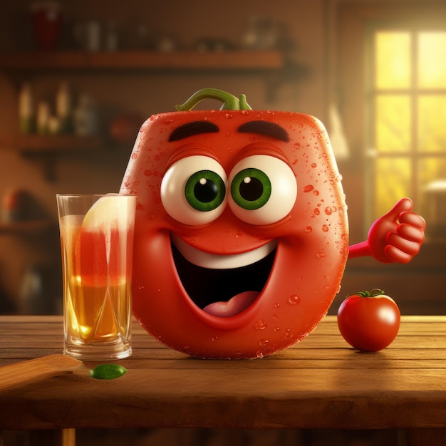 Cheerful Tomato Cartoon Character For Kitchen Decor