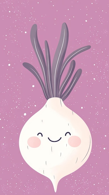 A Cheerful Turnip Smiles a Delightful Veggie Illustration