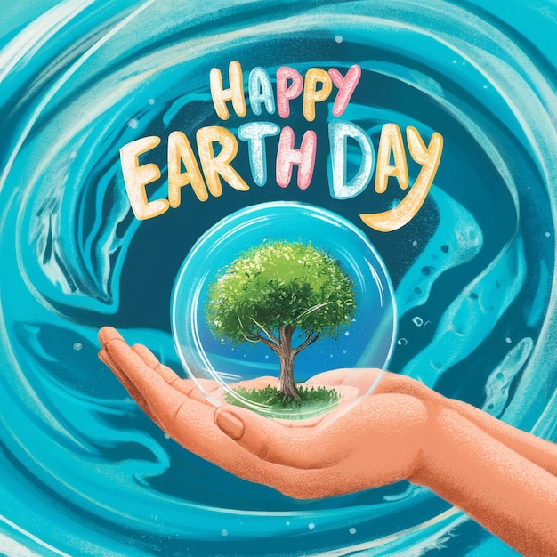 A cheerful and vibrant earth day social media post