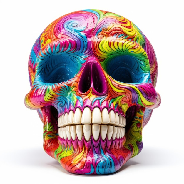 Cheerful and Vibrant Laughing Skull Illustration Generative AI