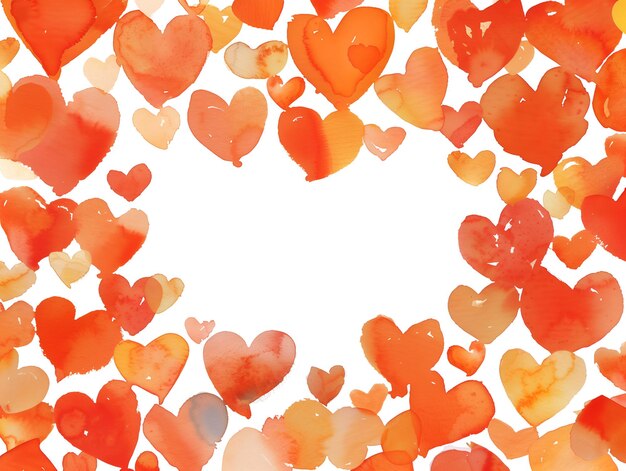 Photo cheerful watercolor hearts in red and orange for a loving valentines day card