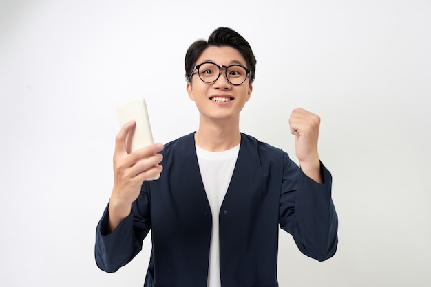 Cheerful young Asian wearing eyeglasses