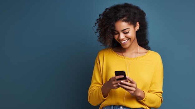 A cheerful young Latin woman radiating happiness her genuine smile lighting up her face as she hold