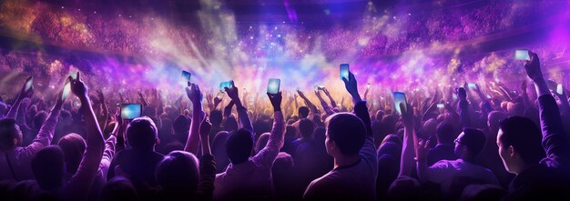 Cheering crowd at a live music concert with AI generated