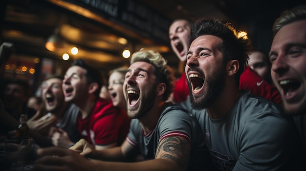 Cheering football crowd Celebrating football fans