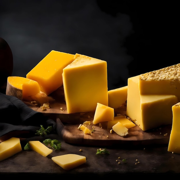 cheese and bread on a cutting board with bread and bread.