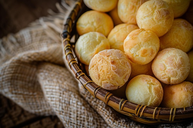 Cheese bread delicious cheese breads from brazil on rustic wood selective focus