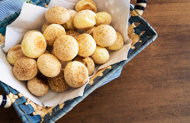 Cheese breads in a rectangular basket