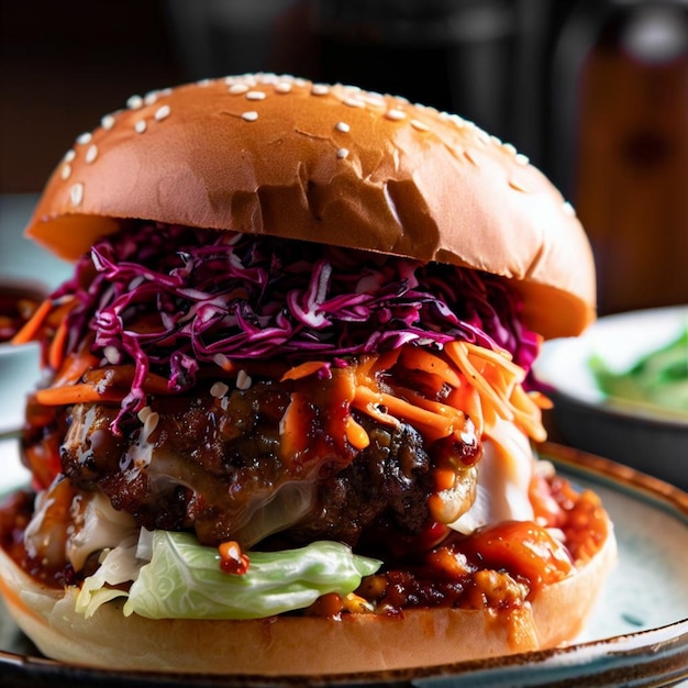 Cheese burger American cheese burger with fresh salad