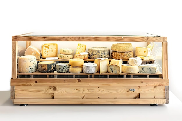 Photo cheese display case isolated in transparent background