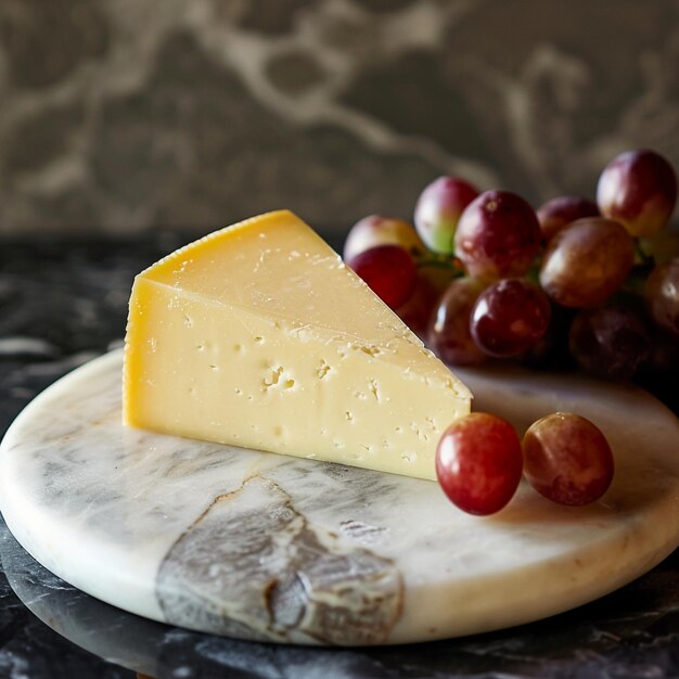 Cheese and Grapes on Marble Board