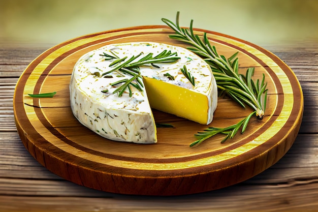 Cheese head with fresh rosemary Generative AI Generative AI