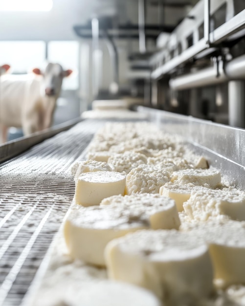 Photo cheese making process in home manufactory and factory