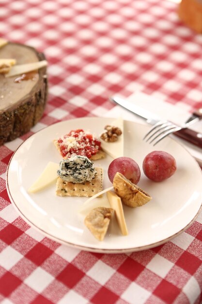 Cheese plate, gourmet wine and cheese charcuterie tray