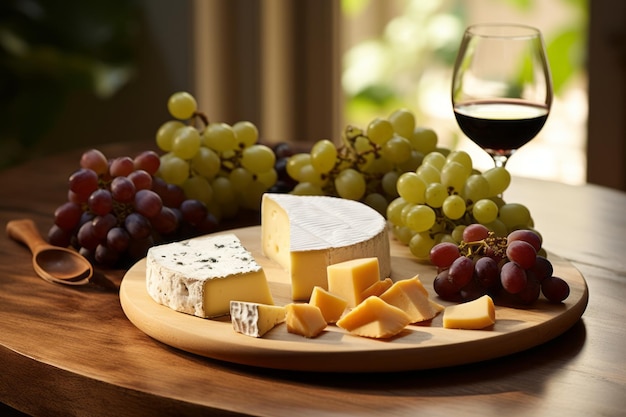 Cheese Plate with Grapes and White Wine Tantalizing Trio for Elegant Dining and Wine Pairings