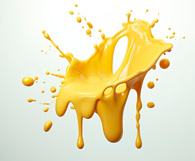 Cheese sauce splashing in the air with cheddar cheese 3d rendering Generative AI