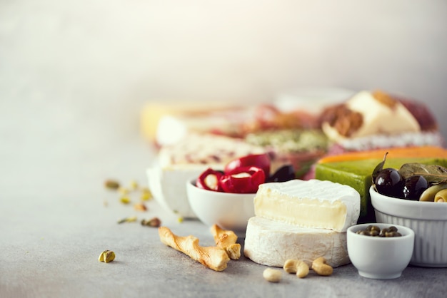 Cheese selection appetizer plate.