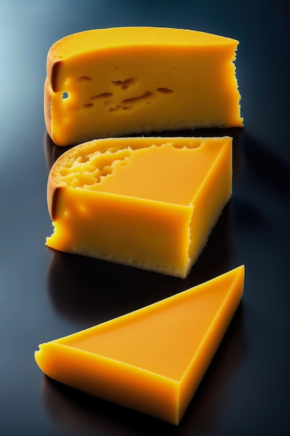 A cheese that has been cut into pieces