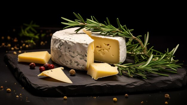 Cheese With Rosemary On A Black Slate A Stylish And Zany Delight