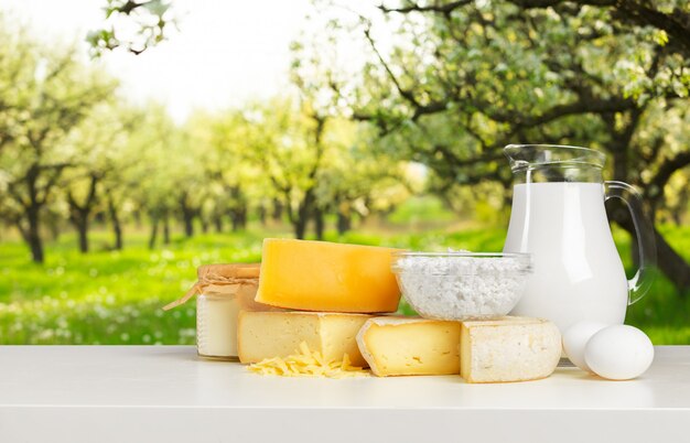 Cheese on wooden table