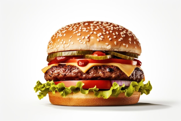 Cheeseburger on white background