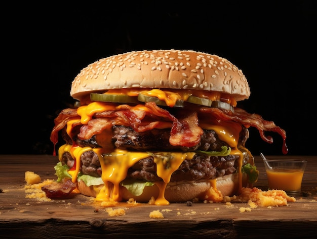 a cheeseburger with bacon and cheese