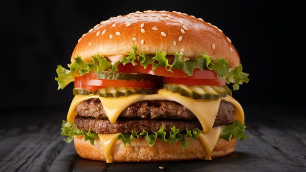 a cheeseburger with a hamburger on the top